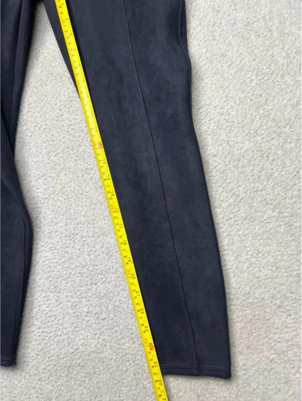 Spanx Faux Suede High Waisted Leggings Navy Shaping Stretch Y2K Goth L Baddie